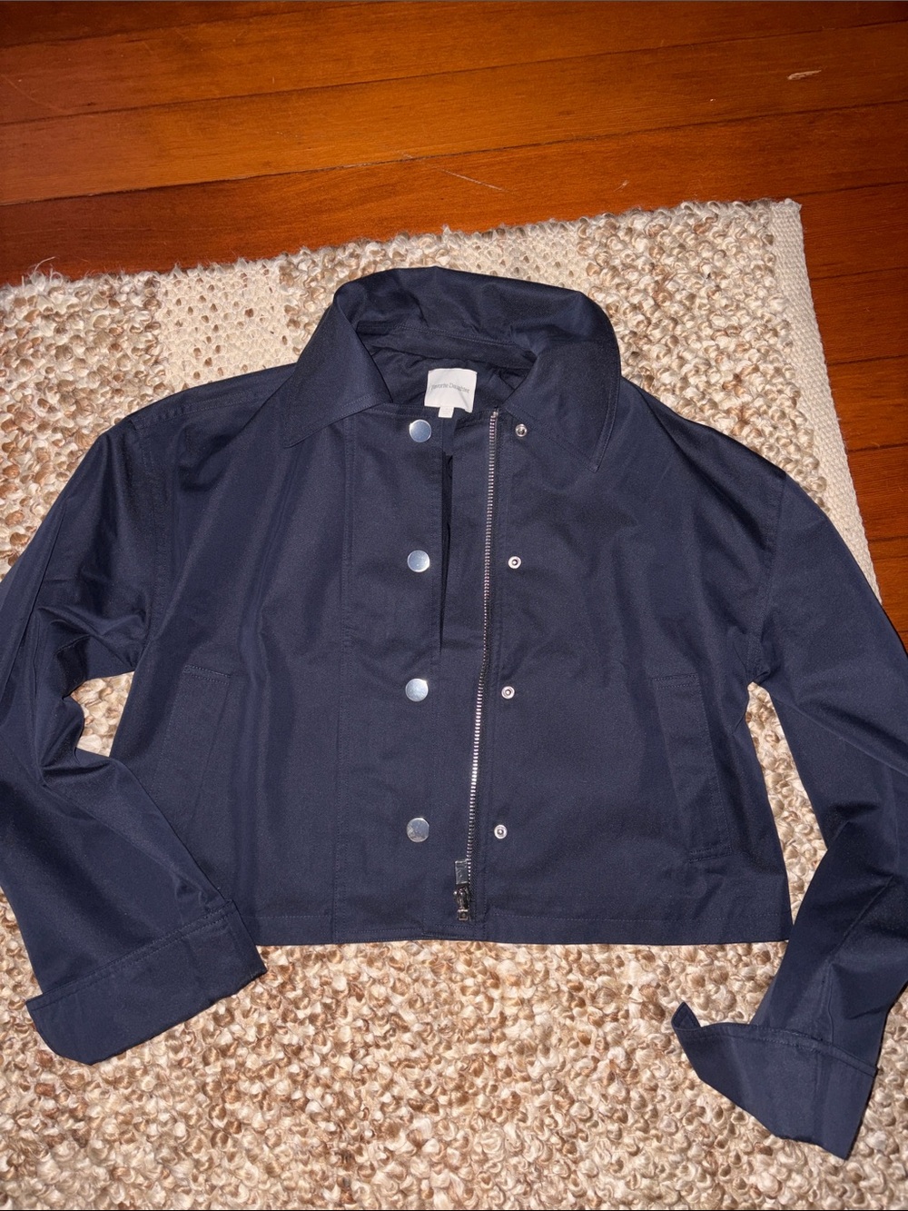 Brand new Favorite daughter Women's Navy Cropped Button-Front Jacket
